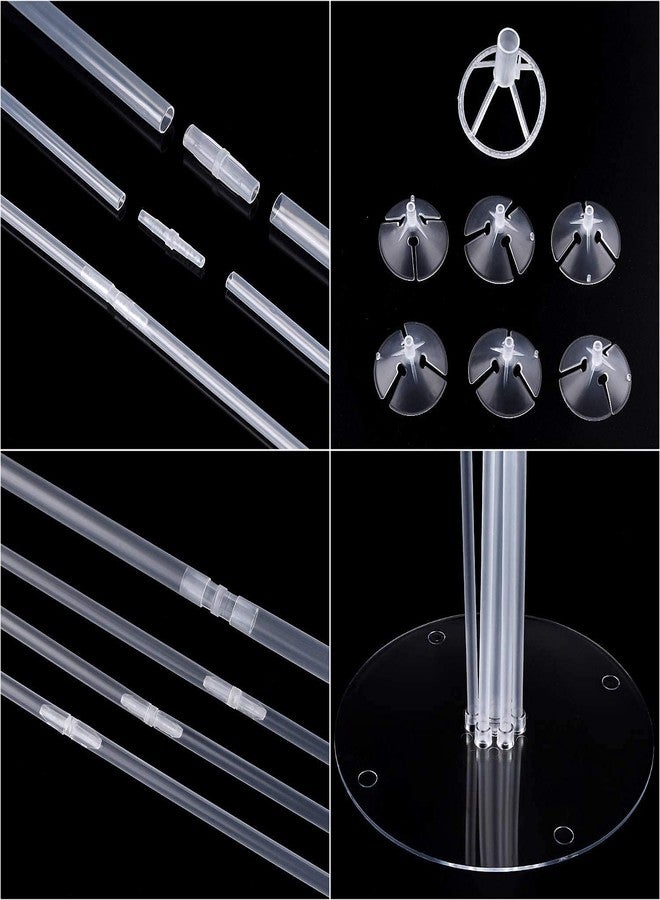 Just Flowers 2 Sets of Balloon Stand Kits with base, Reusable Clear Balloon holder Stand kit, Including 1 Tie Tool, 4 Flower Clips, for Home Outdoors Birthday Wedding Decorations(Plastic) - Image 4